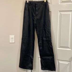 Black wide leg leather pants